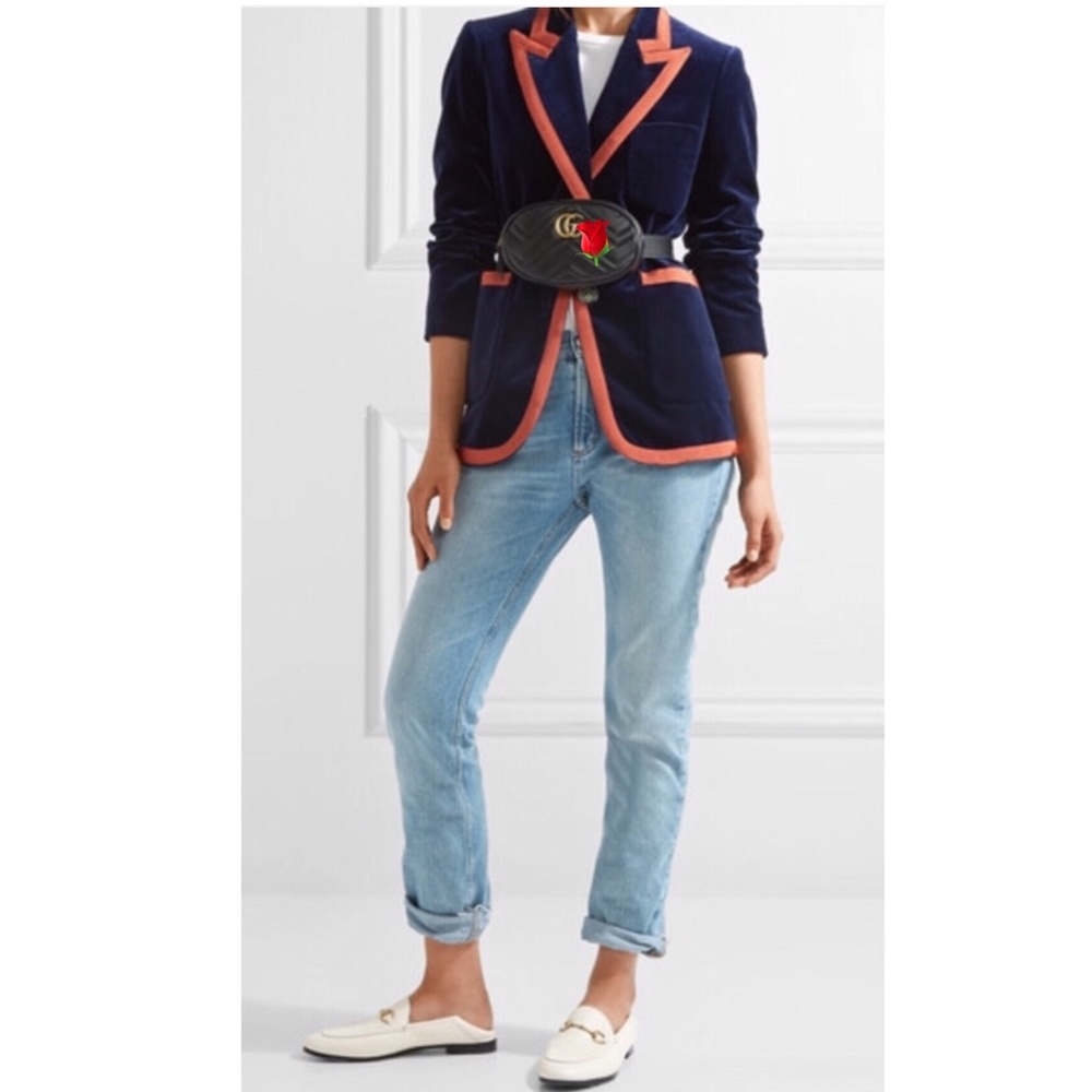 GG Faux leather waist bag with details Gold NWT